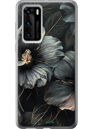 Чохол на huawei p40 чорні квіти "6031u-1840-10746"