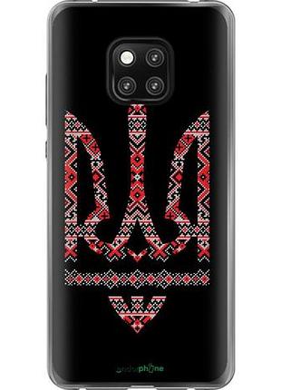 Чехол на huawei mate 20 pro герб - вышиванка на черном фоне "1196u-1567-10746"