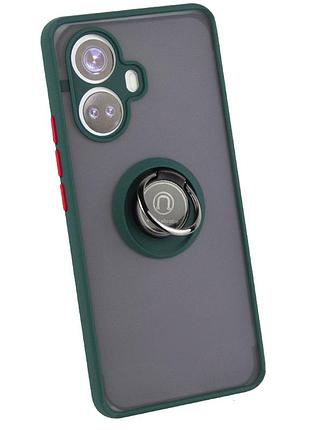 Чехол fiji colorframe для realme 10 pro plus матовый бампер с кольцом подставкой green