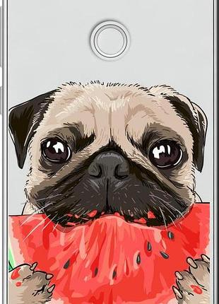 Чехол на huawei p8 lite (2017) мопс и арбуз "4665u-777-10746"