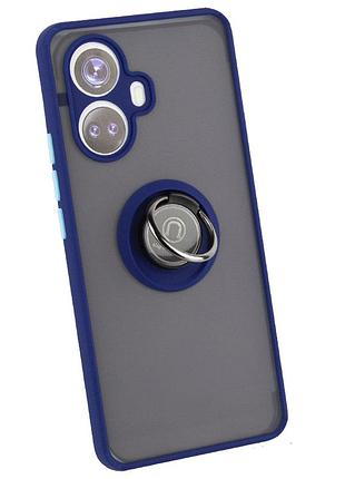 Чехол fiji colorframe для realme 10 pro plus матовый бампер с кольцом подставкой dark blue