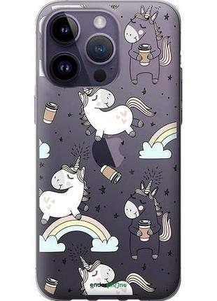 Чехол на iphone 14 pro max единорог и кофе "4661u-2667-10746"