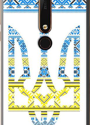 Чехол на nokia 6 2018 герб - вышиванка желто-голубая "1197u-1386-10746"