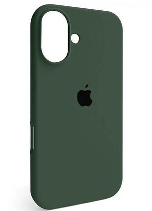 Чехол fiji silicone case для apple iphone 16 plus бампер накладка soft touch с микрофиброй dark olive