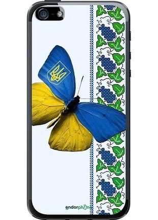 Чехол на iphone 5 желто-голубая бабочка "1054u-18-10746"