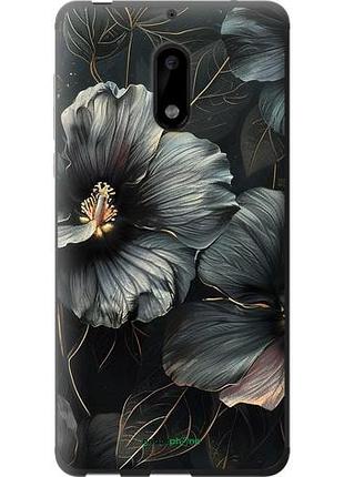 Чехол на nokia 6 черные цветы "6031u-898-10746"
