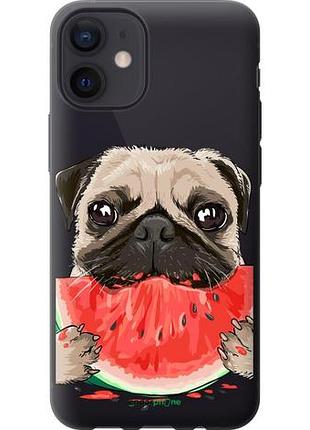 Чохол на iphone 12 mini мопс і кавун "4665u-2071-10746"