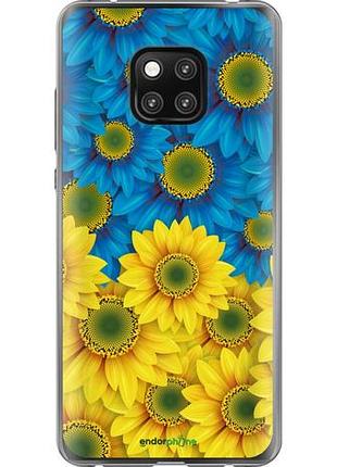 Чехол на huawei mate 20 pro жёлто-голубые цветы "1048u-1567-10746"