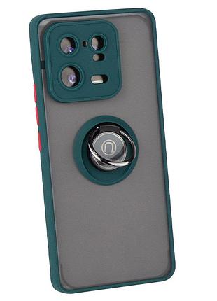 Чехол fiji colorframe для xiaomi 13 pro матовый бампер с кольцом подставкой green