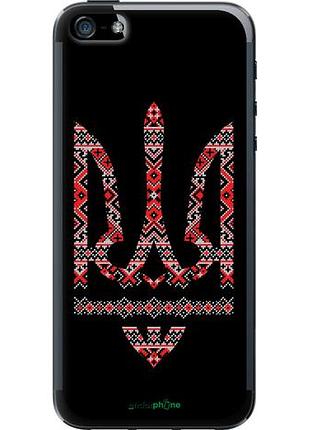 Чохол на iphone se герб — вишиванка на чорному тлі "1196u-214-10746"