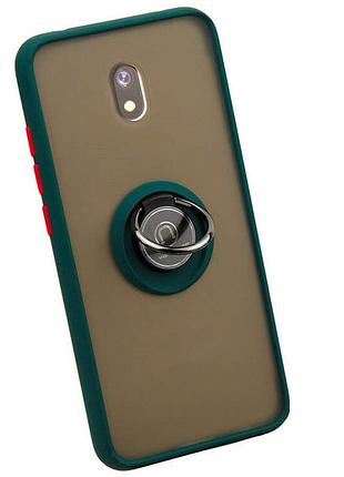 Чехол fiji colorframe для xiaomi redmi 8a матовый бампер с кольцом подставкой green