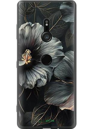 Чехол на sony xperia xz3 h9436 черные цветы "6031u-1540-10746"