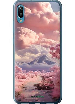 Чехол на huawei y6 2019 розовые облака "5660u-1666-10746"
