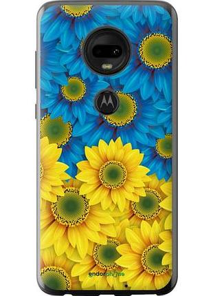 Чехол на motorola moto g7 жёлто-голубые цветы "1048u-1614-10746"
