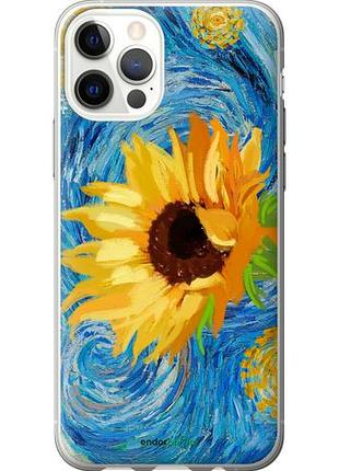 Чехол на iphone 12 pro цветы желто-голубые "5308u-2052-10746"