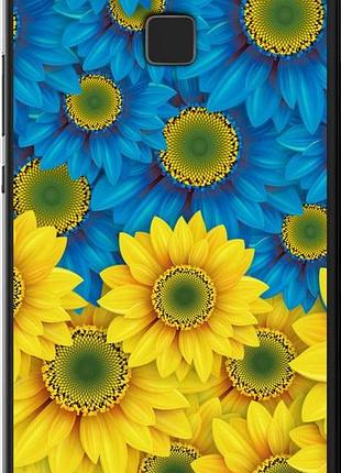 Чехол на huawei p9 lite жёлто-голубые цветы "1048u-298-10746"