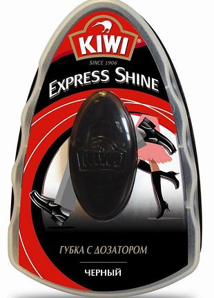Губка блеск для обуви kiwi express shine черная с дозатором 6 мл