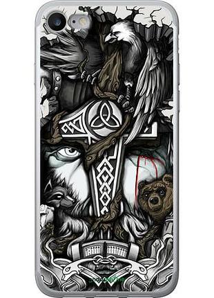Чехол на iphone se 2020 тату викинг "4098u-2013-10746"