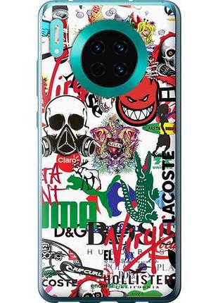 Чехол на huawei mate 30 many different logos "4022u-1773-10746"