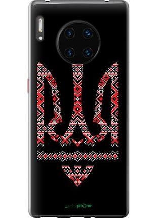 Чехол на huawei mate 30 pro герб - вышиванка на черном фоне "1196u-1796-10746"