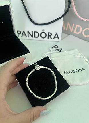 Браслет пандора "корона o" pandora, ланцюжковий браслет на руку пандора із застібкою у формі корони