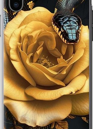 Чехол на iphone x black snake and golden rose "6068u-1050-10746"