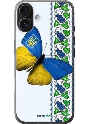 Чехол на iphone 16 plus желто-голубая бабочка "1054u-3714-10746"