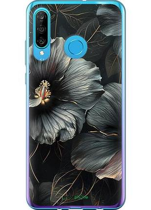 Чехол на huawei p30 lite черные цветы "6031u-1651-10746"