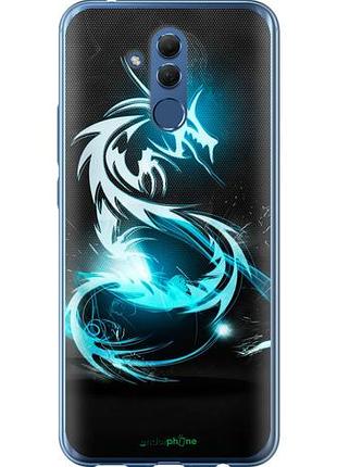 Чехол на huawei mate 20 lite бело-голубой огненный дракон "113u-1575-10746"