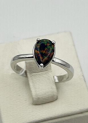 Кольцо серебряное с черным опалом 18 2,46 г