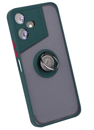 Чохол fiji colorframe для tecno pova neo 3 (lh6n) матовий бампер з кільцем підставкою green