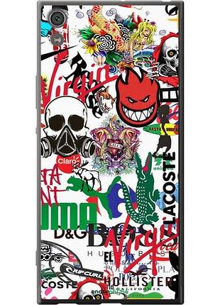 Чехол на sony xperia xa1 ultra g3212 many different logos "4022u-1237-10746"