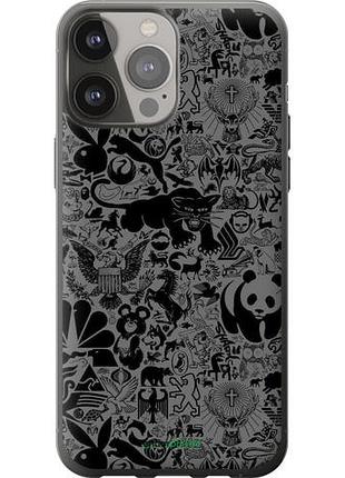 Чехол на iphone 13 pro max чёрно-серый стикер бомбинг "2432u-2371-10746"