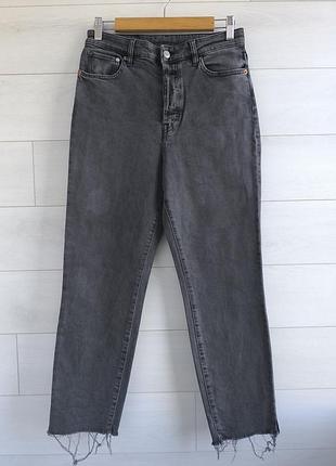 Джинси мом h&m eur 38 р. uk 10 р. (нюанс) графітові/висока посадка/необроблений край/mom