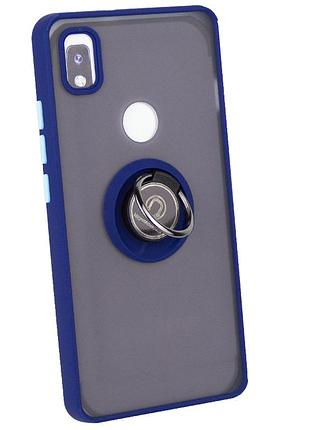 Чохол fiji colorframe для zte blade l210 матовий бампер з кільцем підставкою dark blue