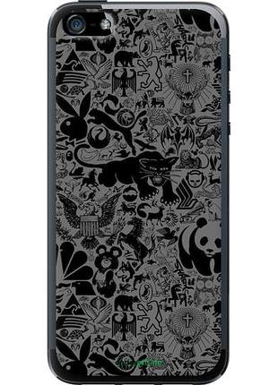 Чехол на iphone 5 чёрно-серый стикер бомбинг "2432u-18-10746"