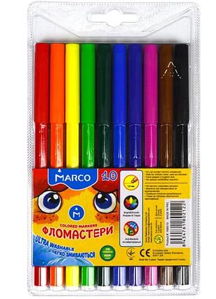 Фломастери кольорові marco super washable 10 шт