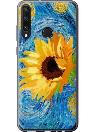 Чехол на huawei y6p цветы желто-голубые "5308u-1952-10746"