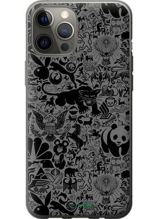Чехол на iphone 12 pro max чёрно-серый стикер бомбинг "2432u-2054-10746"