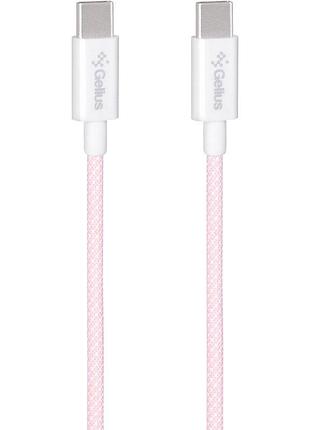 Кабель gelius icable type-c-type-c 1.2м 60w нейлоновый для зарядки и передачи данных pink (gp-ucn010)