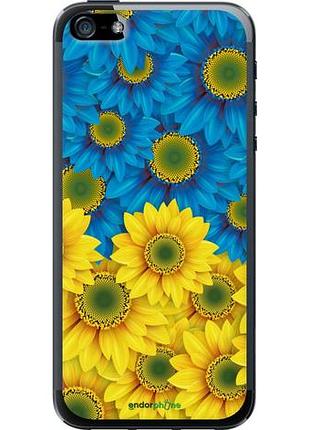 Чехол на iphone 5s жёлто-голубые цветы "1048u-21-10746"