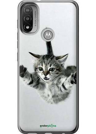 Чехол на motorola e20 летящий котёнок "2322u-2509-10746"
