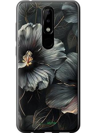Чехол на nokia 5.1 plus черные цветы "6031u-1543-10746"