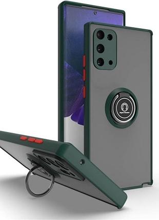 Чохол fiji colorframe для samsung galaxy note 20 (n980) матовий бампер з кільцем підставкою green
