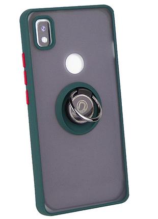 Чехол fiji colorframe для zte blade l210 матовый бампер с кольцом подставкой green