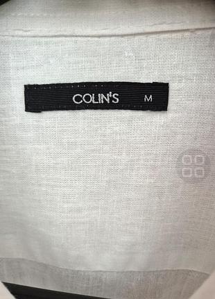 Льняная мужская рубашка colin's (размер m) белая, короткая рукав