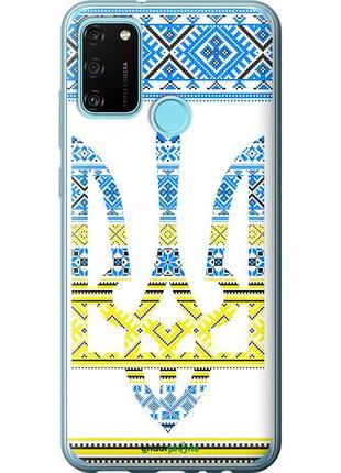 Чехол на huawei honor 9a герб - вышиванка желто-голубая "1197u-1900-10746"