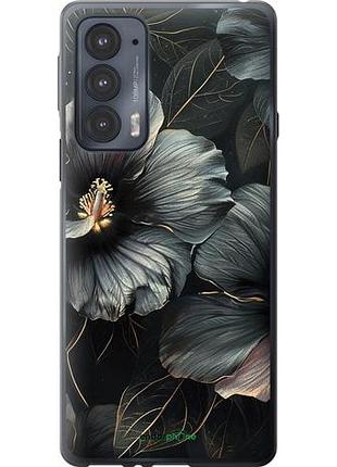 Чехол на motorola edge 20 черные цветы "6031u-2497-10746"