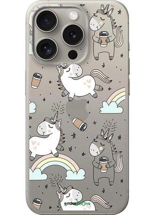 Чехол на iphone 15 pro единорог и кофе "4661u-3096-10746"