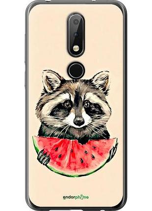 Чехол на nokia 6.1 plus енотик с арбузом "4605u-1539-10746"